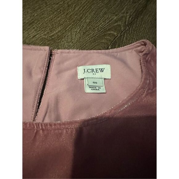 J Crew Pink Velvet Dress Size 00 Tulip Faux Wrap Front Elastic Waist Stretch - Picture 4 of 10